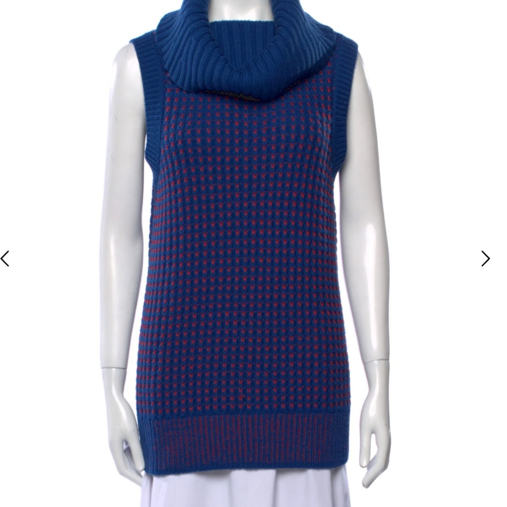 Diane von Furstenberg Blue Red Tunic Sweater Size S